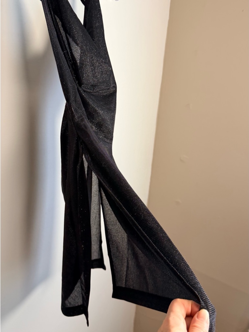 SHEIN Sparkling Black Halter Top with Cascading Deep Cowl Neckline - Picture 5 of 11